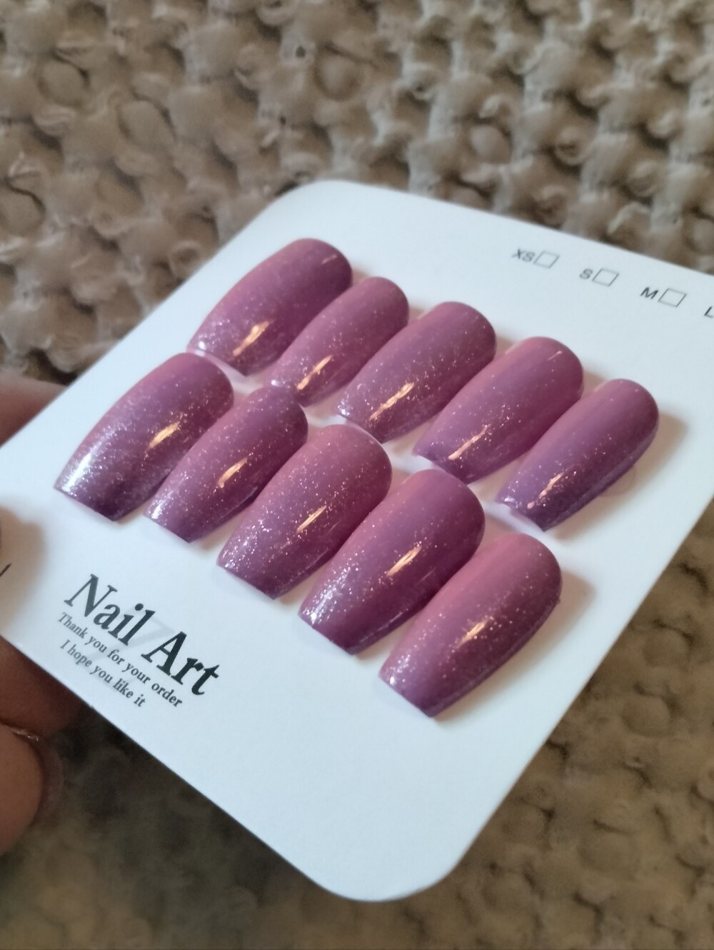 Nail Art Ombre Shimmer Mauve Press-On Nails Size Large - Picture 2 of 7